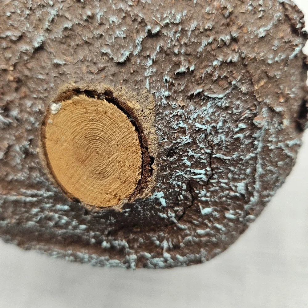 Old Man Carved Look Faux Tree Bark Resin Over Glass‎ Rustic Decanter No Stopper